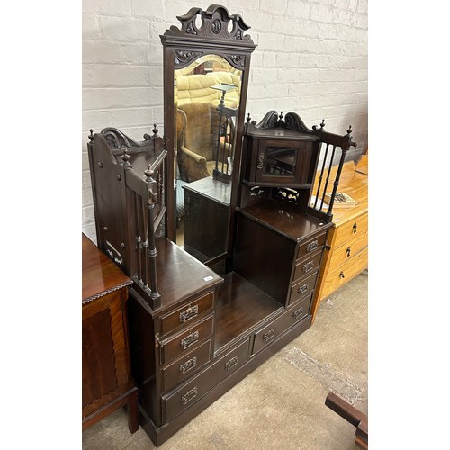 596 - Edwardian mahogany dressing table with deep well centre.