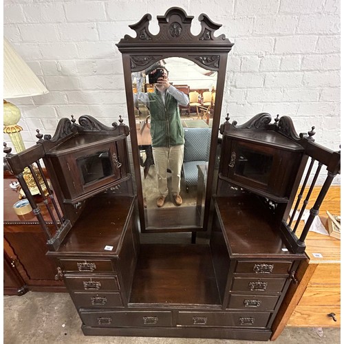 596 - Edwardian mahogany dressing table with deep well centre.