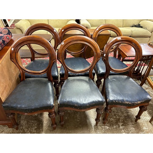 608 - Victorian set of six  balloon back dining chairs