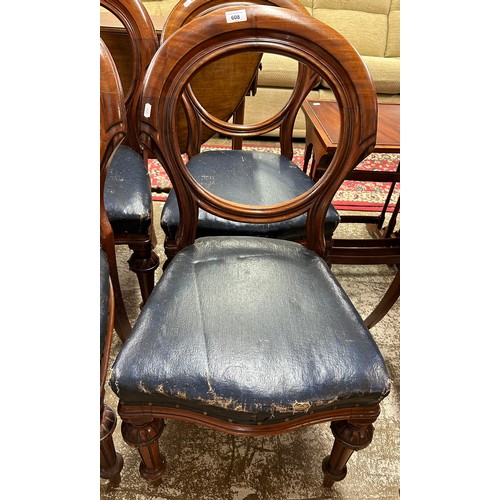 608 - Victorian set of six  balloon back dining chairs