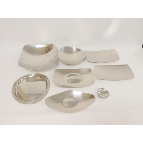 130 - Group of 1960s Lakeland Rural Industries (L.R.I), Borrowdale planished stainless steel bowls and sid... 