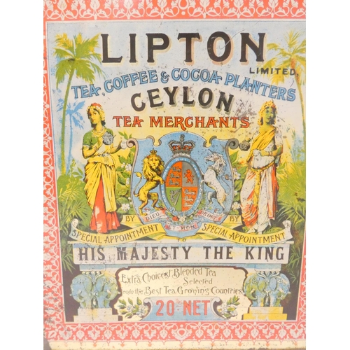 275 - Early 20th century 'Lipton Ceylon' shop display tea tin: each side with polychrome lithographs to in... 