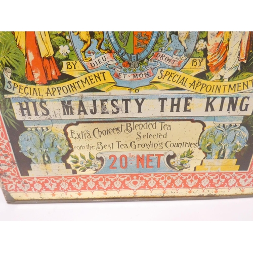 275 - Early 20th century 'Lipton Ceylon' shop display tea tin: each side with polychrome lithographs to in... 