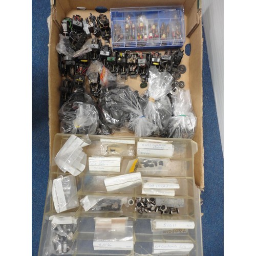 19 - Carton containing assorted model railway parts, bogeys etc.