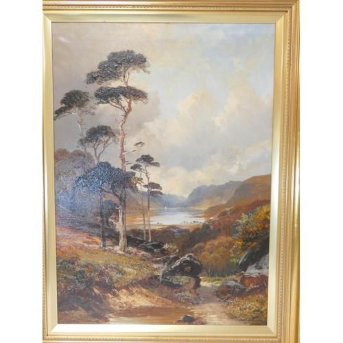 351 - Clarence Henry Roe (1850-1909).Highland loch scene.Oil on canvassigned lower left.44cm x 61cm, in gi... 