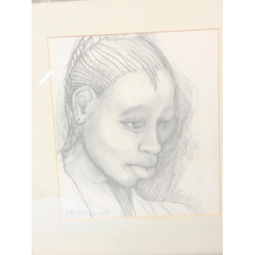 356 - Paul B Hardcastle Pencil studies of African females. Signed in pencil P.B Hardcastle.Both 21cm x 24c... 