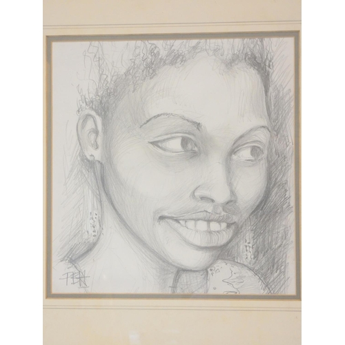 357 - Paul B Hardcastle Pencil study of an African femaleSigned in pencil P.B.H.25cm x 26cm.... 