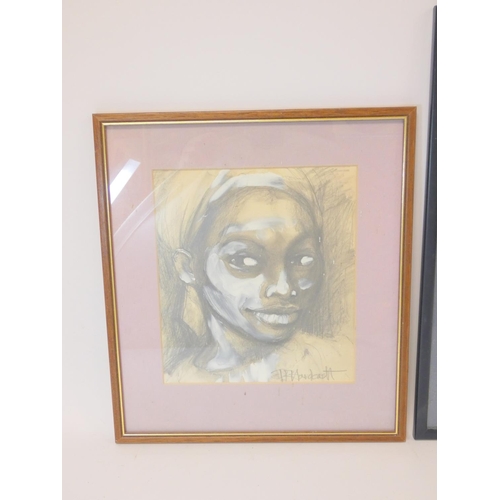 358 - Paul B Hardcastle Pencil and oil study of an African femaleSigned in pencil P.B.Hardcastle.21cm x 24... 