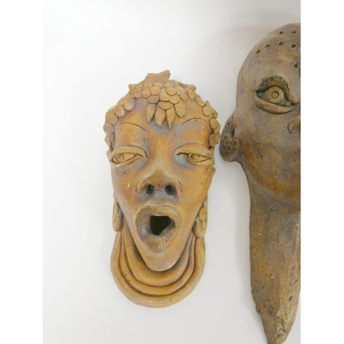 361 - Group of abstract glazed stoneware character masks from the studio of Paul B. Hardcastle. (5)... 