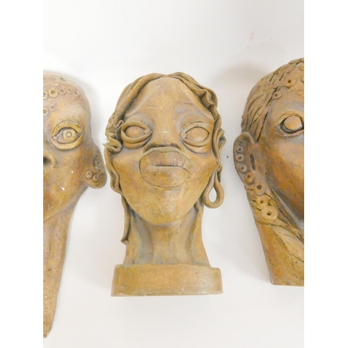 361 - Group of abstract glazed stoneware character masks from the studio of Paul B. Hardcastle. (5)... 