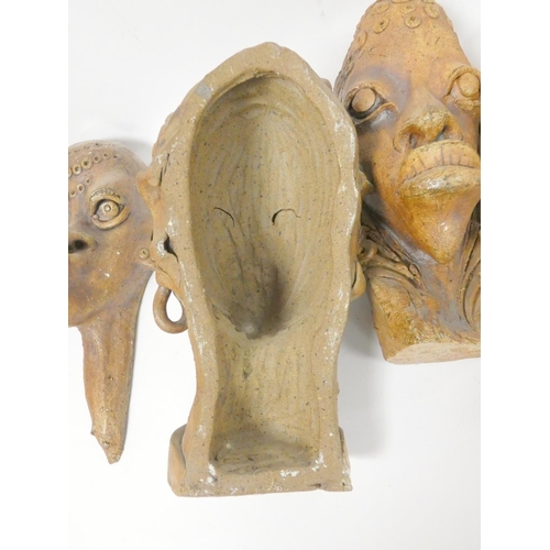 361 - Group of abstract glazed stoneware character masks from the studio of Paul B. Hardcastle. (5)... 