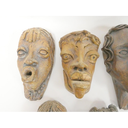 362 - Group of abstract glazed stoneware character masks from the studio of Paul B. Hardcastle. (5)... 