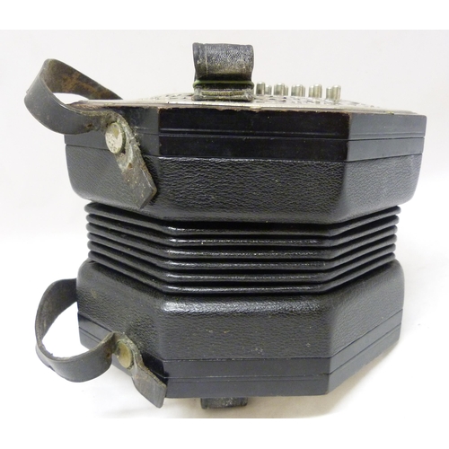 339 - C Wheatstone & Co, LondonSixty-four button concertina, c. 1920, no. 35155, with pierced nickel p... 