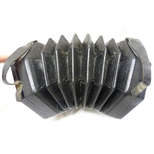 339 - C Wheatstone & Co, LondonSixty-four button concertina, c. 1920, no. 35155, with pierced nickel p... 