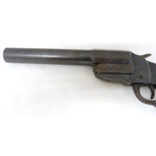 407 - WWI deactivated German flare gun, marked 'GM 8294', walnut stock, overall length approximately 36cm.