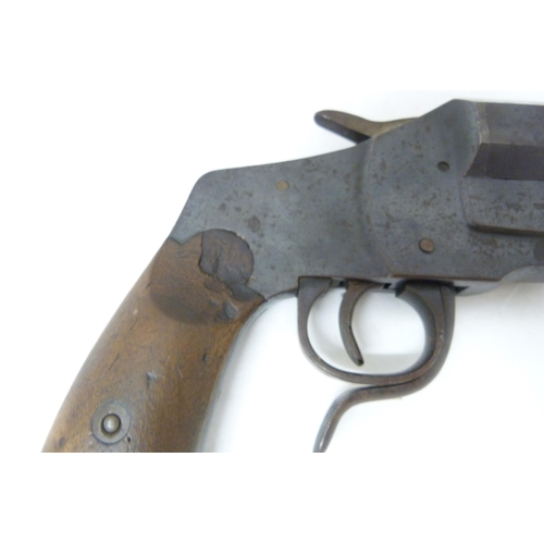 407 - WWI deactivated German flare gun, marked 'GM 8294', walnut stock, overall length approximately 36cm.