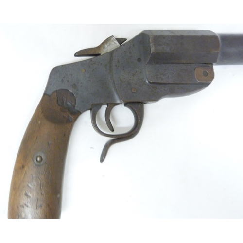 407 - WWI deactivated German flare gun, marked 'GM 8294', walnut stock, overall length approximately 36cm.