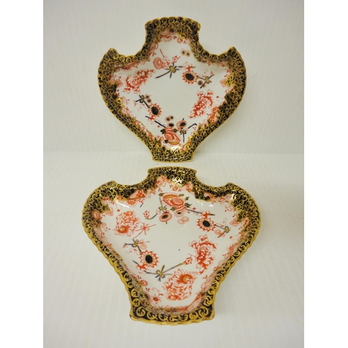 310 - Royal Crown Derby 'Harrow Melton' Imari pattern porcelain fruit service comprising two pairs of serv... 