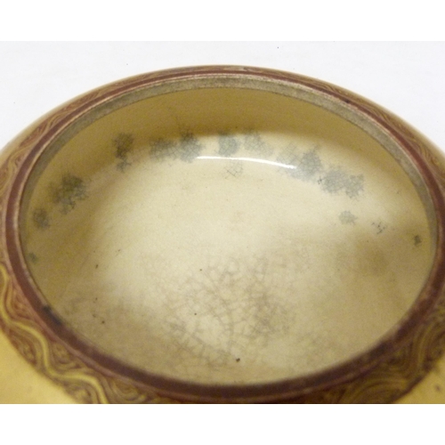 367 - Japanese Satsuma bowl, Meiji period (1868 - 1912), with relief immortals between dragons, glazed in ... 