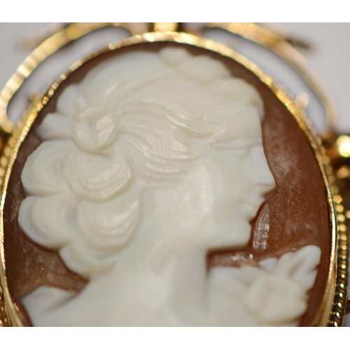 153 - Cameo brooch in 9ct gold, 11g gross.