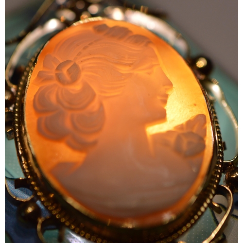 153 - Cameo brooch in 9ct gold, 11g gross.