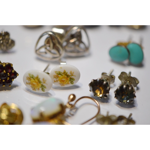 158 - Pair of opal drop earrings and various others, some gold.