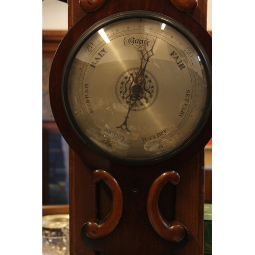 142 - Victorian mahogany cased banjo wall barometer.