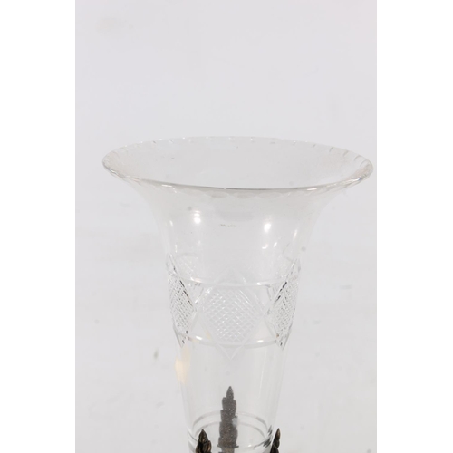 152 - Spelter and cut-glass epergne vase, 35cm high.