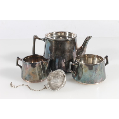 174 - Pleasance & Harper Ltd of Newport three piece nesting silver-plated teaset.