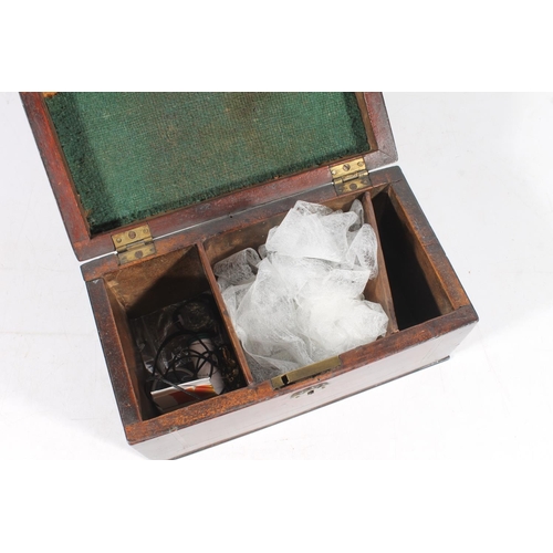 19 - Antique mahogany and string inlaid tea caddy, 23cm long.