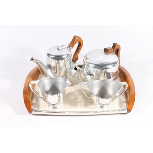 34 - Picquot ware four piece tea service on tray.