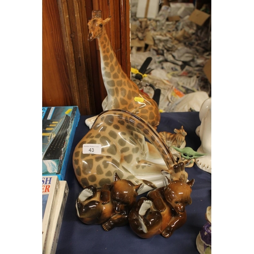 43 - USSR porcelain animal models to include giraffes, a polar bear, etc.