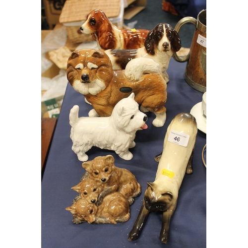 46 - Animal models to include two Coopercraft Ltd dog models, a Siamese cat model, etc.