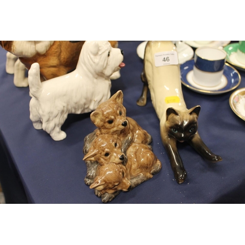 46 - Animal models to include two Coopercraft Ltd dog models, a Siamese cat model, etc.