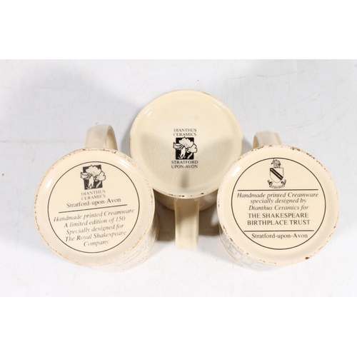 87 - Three Dianthus Ceramics creamware limited edition tankards with William Shakespeare's Hamlet, Richar... 