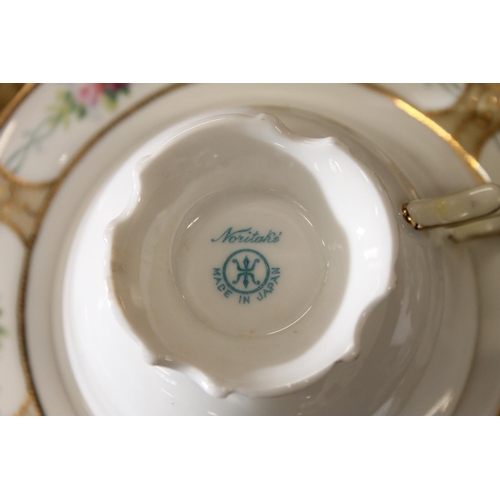 90 - Noritake teaset decorated in gilt and handpainted roses.