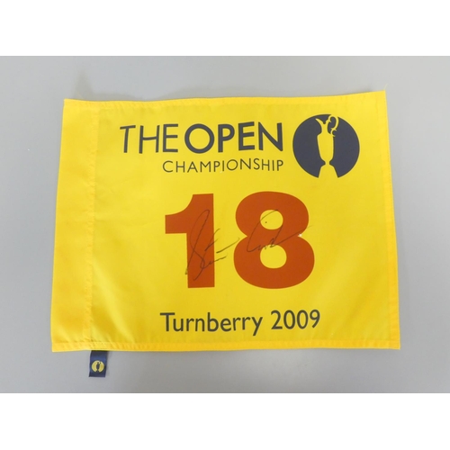 379 - Golfing Interest. 138th Open Championship Turnberry 2009 pin flag signed by the winning golfer Stewa... 