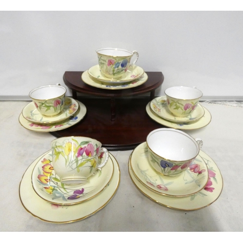 1 - Royal Worcester floral decorated teaset for five.