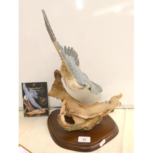 15 - Large Country Artists figure of a Peregrine Falcon soaring by David Ivey, H.43cm.