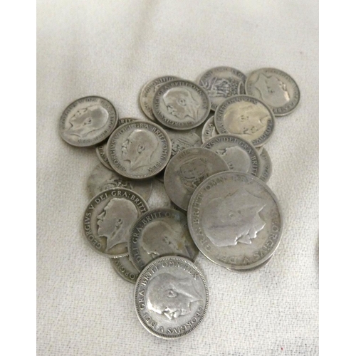 27 - Bag of silver sixpences, weight 102g.