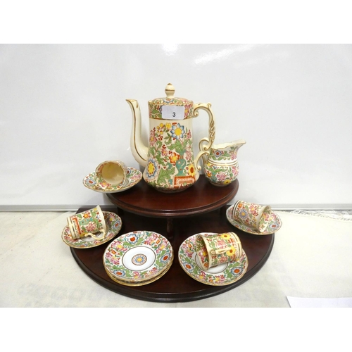 3 - Hammersley & Co five piece floral decorated coffee set.