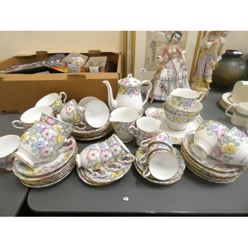 42 - Large floral Royal Stafford tea set (pattern no.8436).