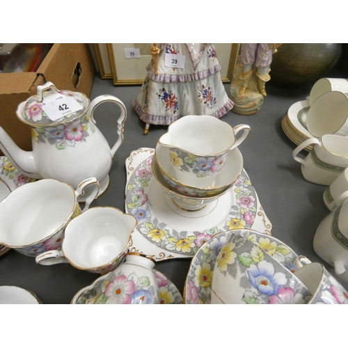 42 - Large floral Royal Stafford tea set (pattern no.8436).