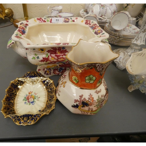 53 - Masons tureen, a Masons oriental jug and Aynsley jug. (3)