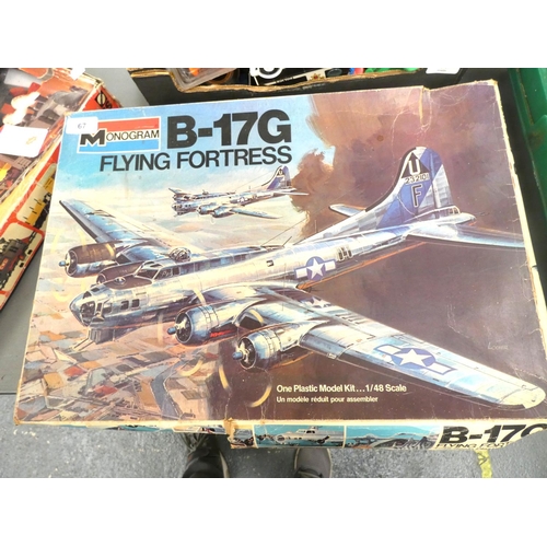 67 - Model kit of B17 and electric transit Backgammon game.