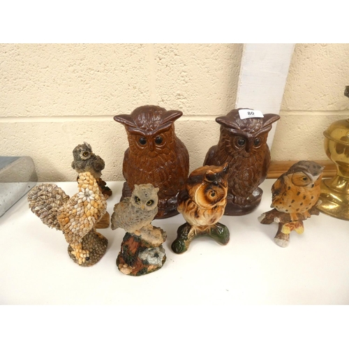 80 - Various modern owl figures.