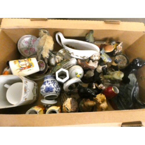 81 - Collection of two boxes containing bird and other ornaments.