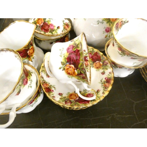 87 - Royal Albert Country Rose tea and coffee set.