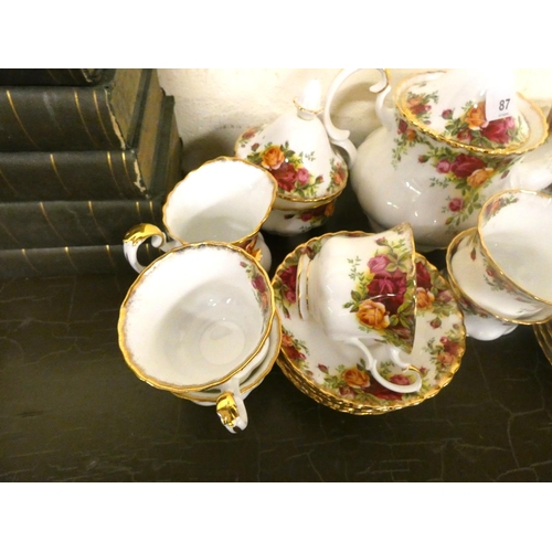 87 - Royal Albert Country Rose tea and coffee set.