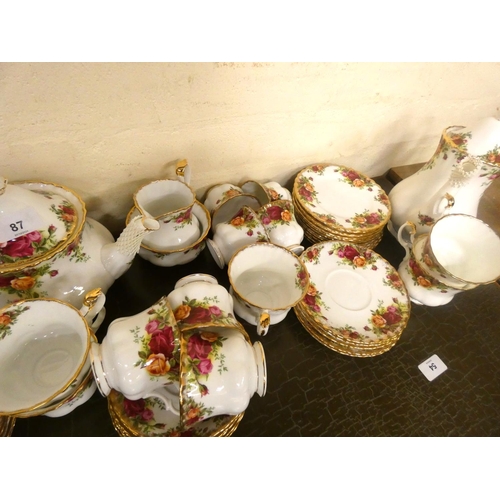 87 - Royal Albert Country Rose tea and coffee set.